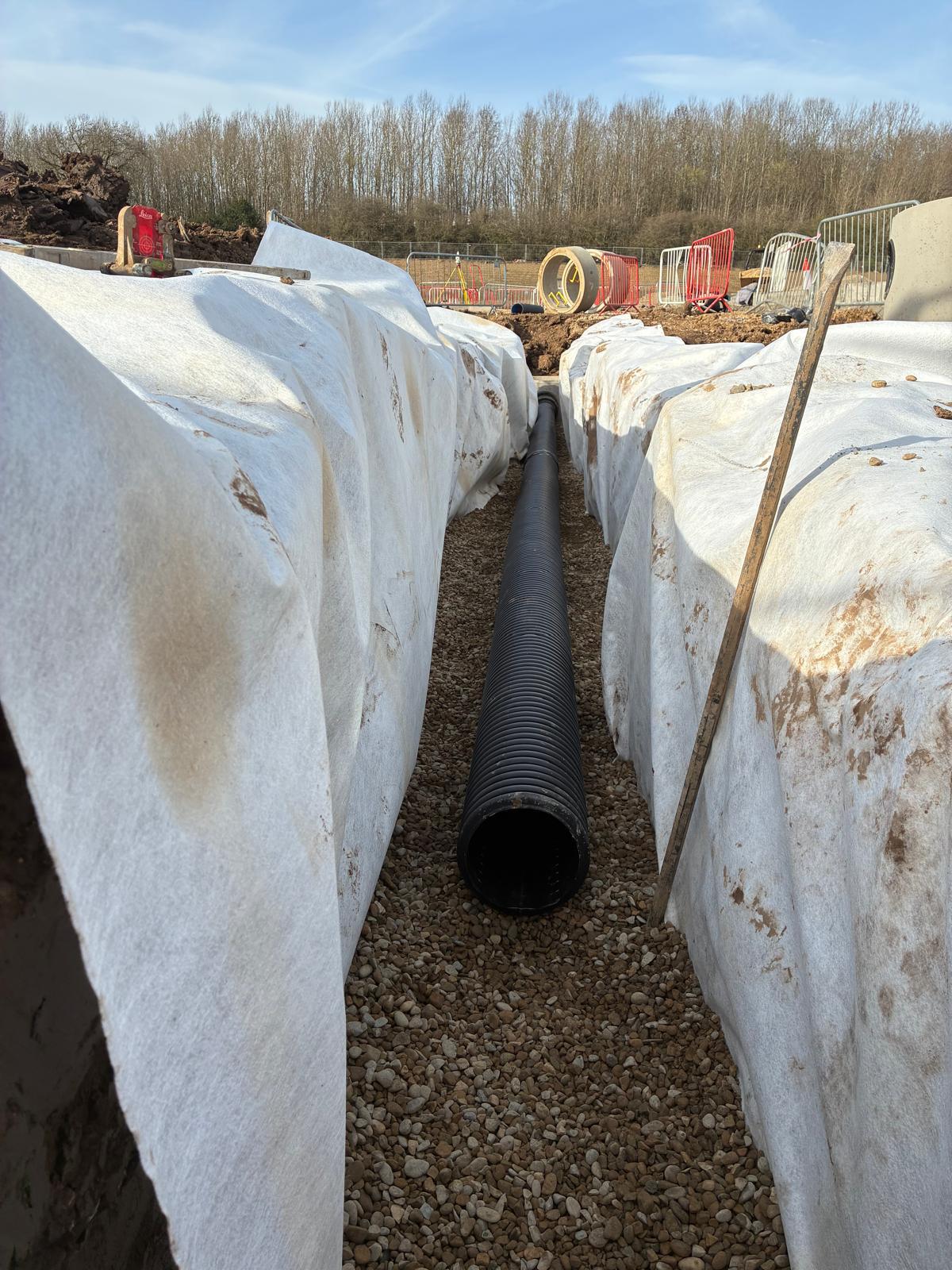 Below-ground drainage pipe installation